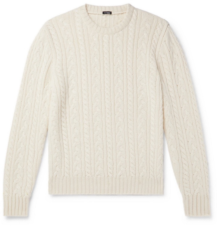 Photo: Kiton - Cable-Knit Cashmere Sweater - Neutrals