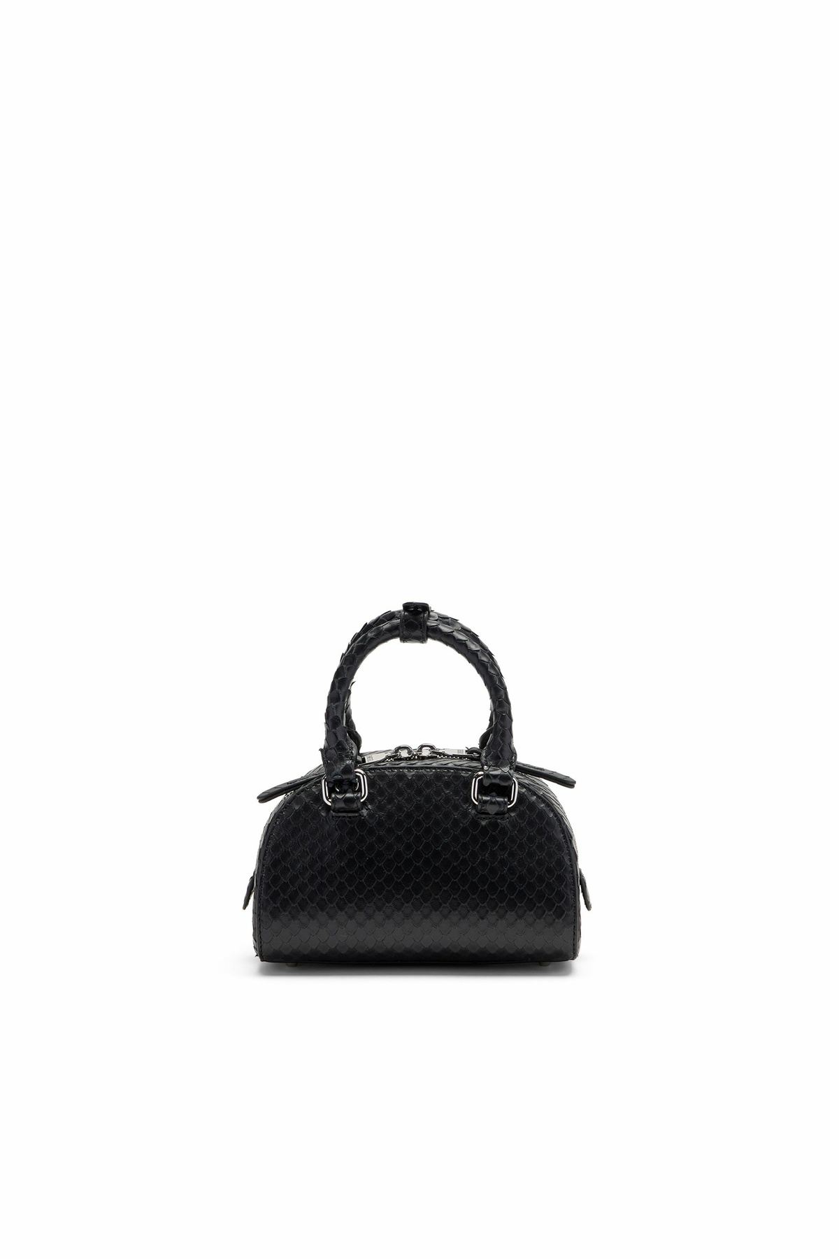 Diesel 1DR Dome-Mini bowling bag in snake-effect leather - Crossbody Bags Womens in Black