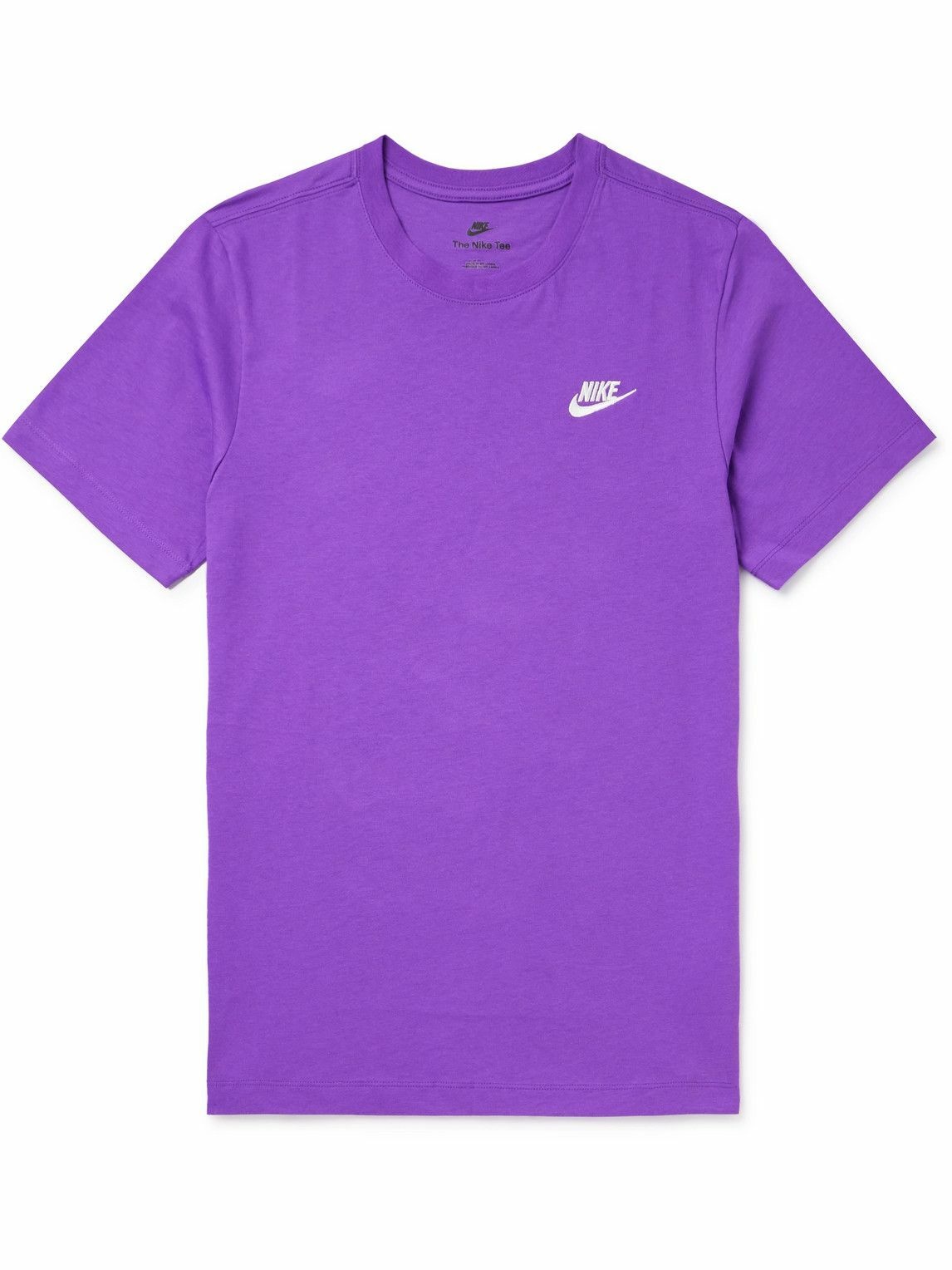 Photo: Nike - Sportswear Club Logo-Embroidered Cotton-Jersey T-Shirt - Purple