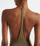 Roberto Cavalli Ribbed-knit lamé maxi dress