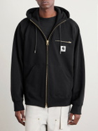 Sacai - Carhartt WIP Logo-Appliquéd Cotton-Jersey Zip-Up Hoodie - Black