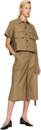 sacai Khaki Cotton Weather Cargo Shorts