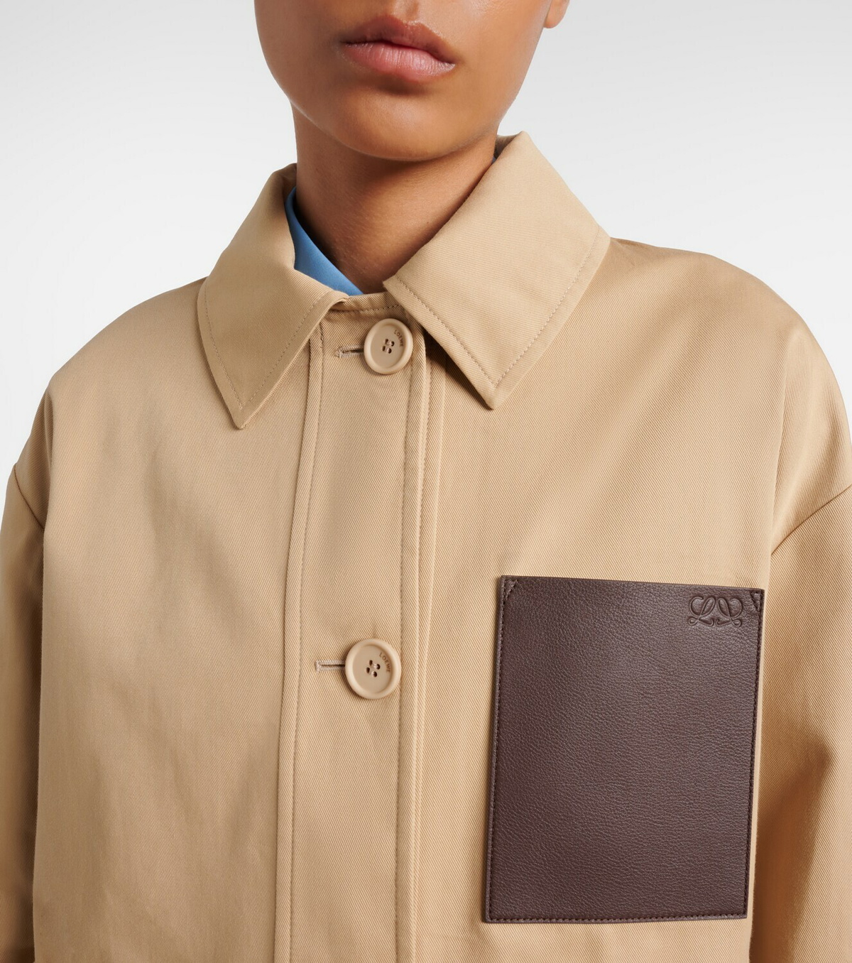Loewe Leather-trimmed cotton jacket