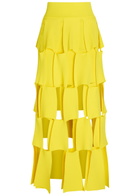 A.W.A.K.E Mode Panelled Trapeze Knit Midi Skirt Yellow