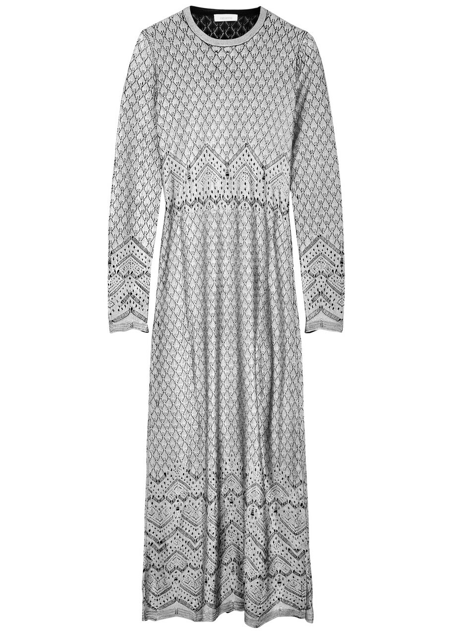 Rabanne Metallic Pointelle-knit Maxi Dress Silver Paco Rabanne