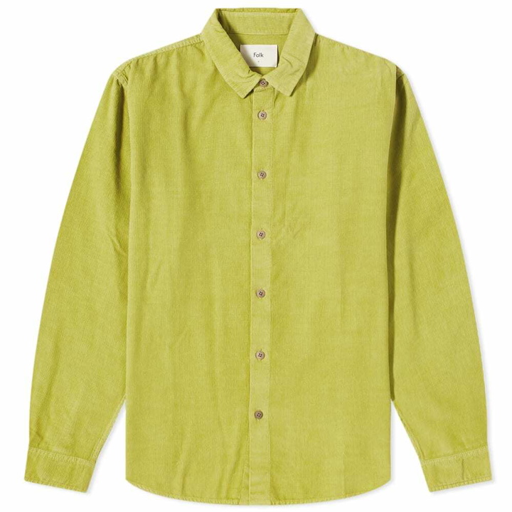 Photo: Folk Men's Relaxed Babycord Shirt in Moss
