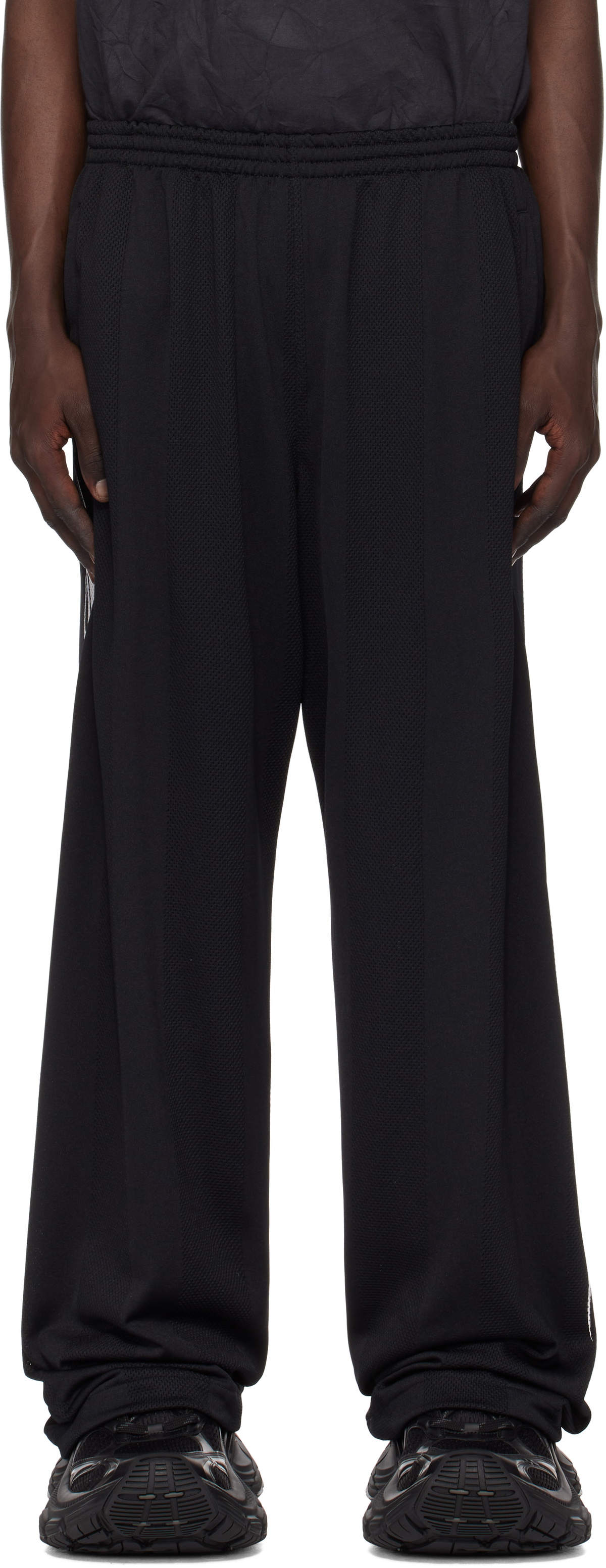 Balenciaga Black Striped Mesh Baggy Track Pants Balenciaga