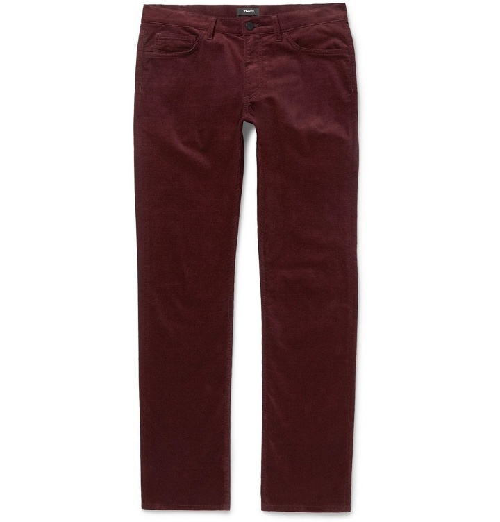 Photo: Theory - Hyannis Slim-Fit Stretch-Cotton Corduroy Trousers - Burgundy
