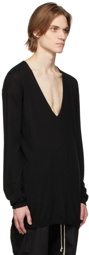 Rick Owens Black Oversized V-Neck Sweater