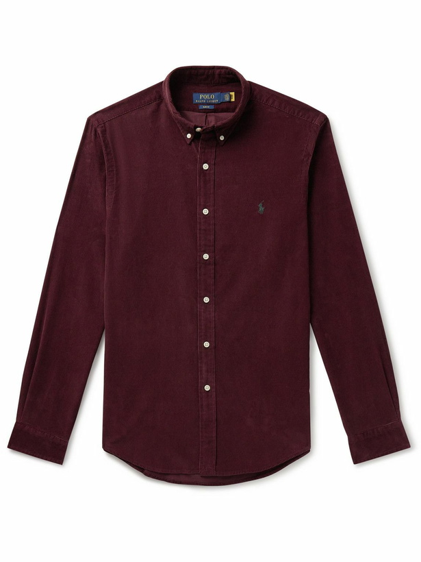 Photo: Polo Ralph Lauren - Button-Down Collar Cotton-Corduroy Shirt - Burgundy