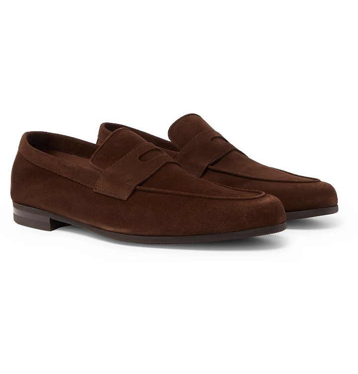Photo: John Lobb - Thorne Suede Penny Loafers - Brown