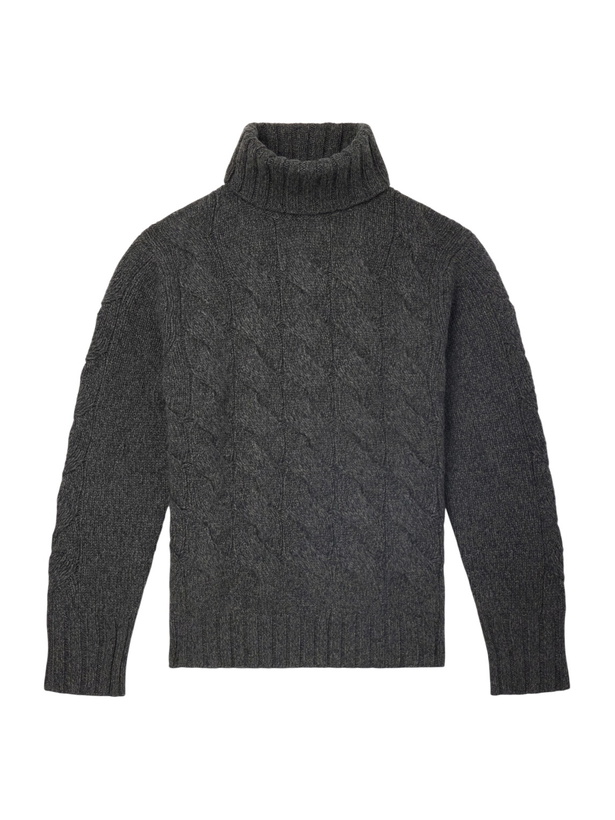 Photo: N.PEAL - Cashmere Cable-Knit Rollneck Sweater - Gray