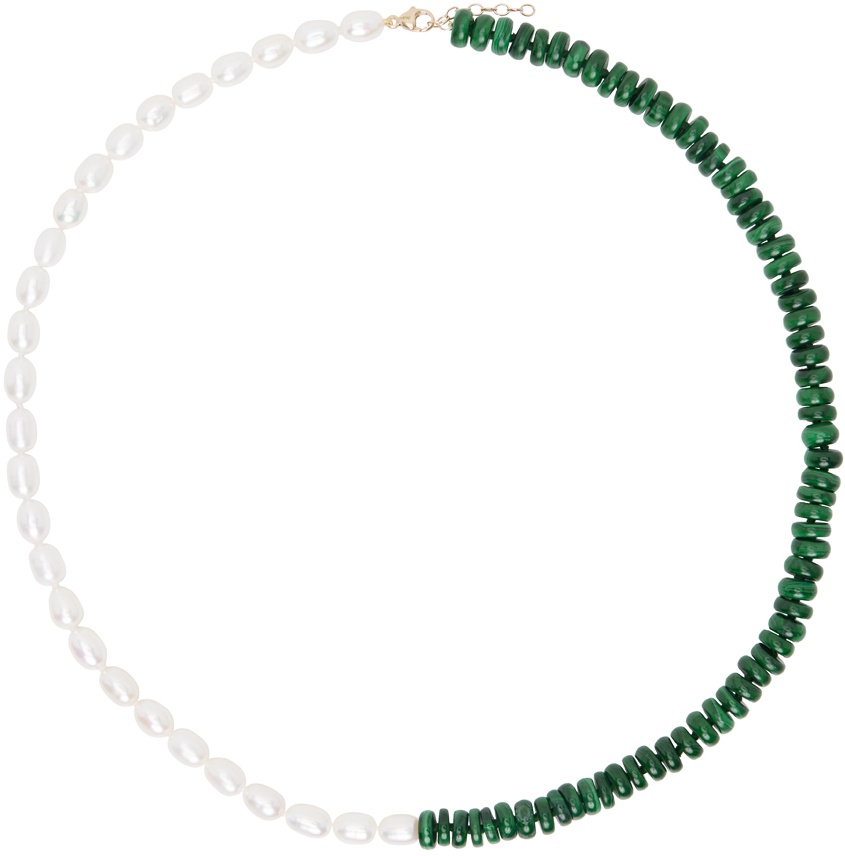 JIA JIA Green & White Ocean Malachite Pearl Union Necklace