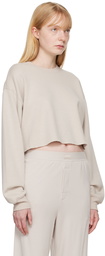 SKIMS Taupe Cotton Fleece Cropped Sweatshirt