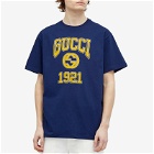 Gucci Men's College Logo T-Shirt in Navy