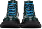 Alexander McQueen Blue Tread Lace-Up Boots