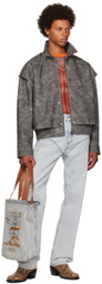 Y/Project Gray Press-Stud Faux-Leather Jacket