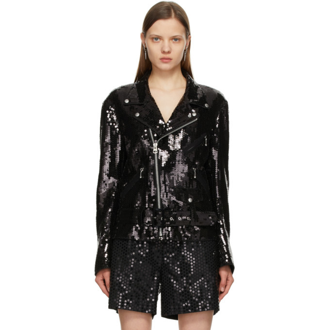 Black sequin biker sales jacket