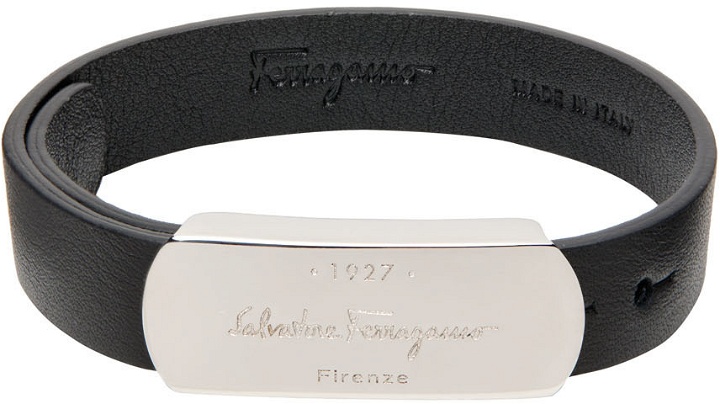 Photo: Salvatore Ferragamo Black Leather 1927 Bracelet