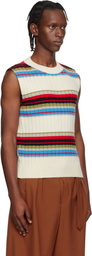 Dries Van Noten Off-White Striped Sleeveless Sweater