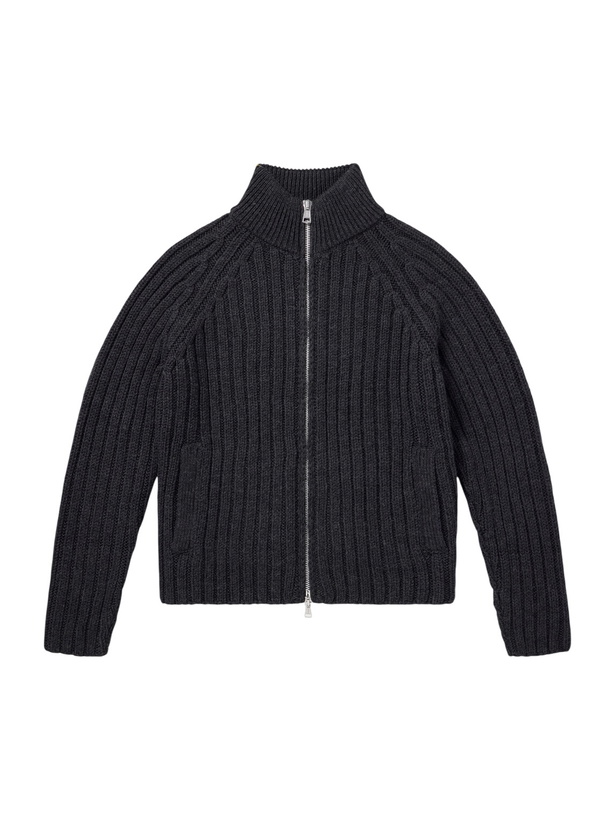 Photo: Our Legacy - Ultra Ribbed Merino Wool Zip-Up Sweater - Black