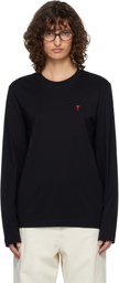 AMI Paris Black Ami de Coeur Long Sleeves T-shirt