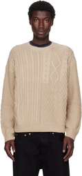 Dime Beige Mixed Cable Knit Sweater