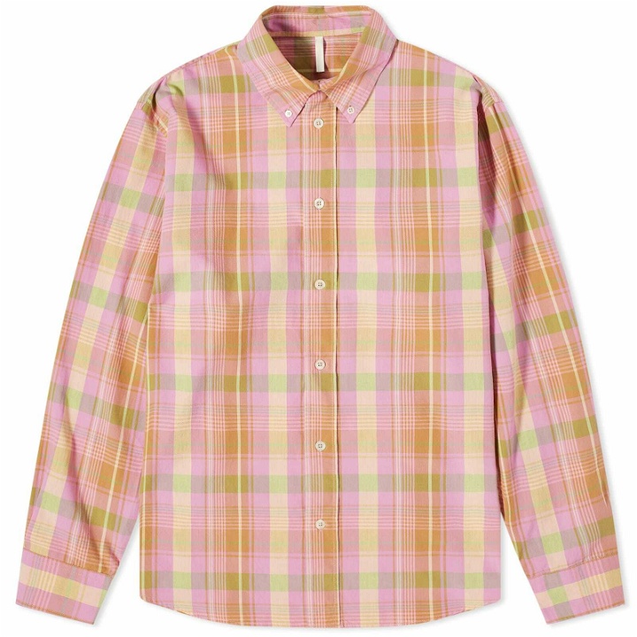 Photo: Sunflower Men's Poplin Check Long Sleeve Shirt in Pink Check