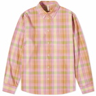 Sunflower Men's Poplin Check Long Sleeve Shirt in Pink Check