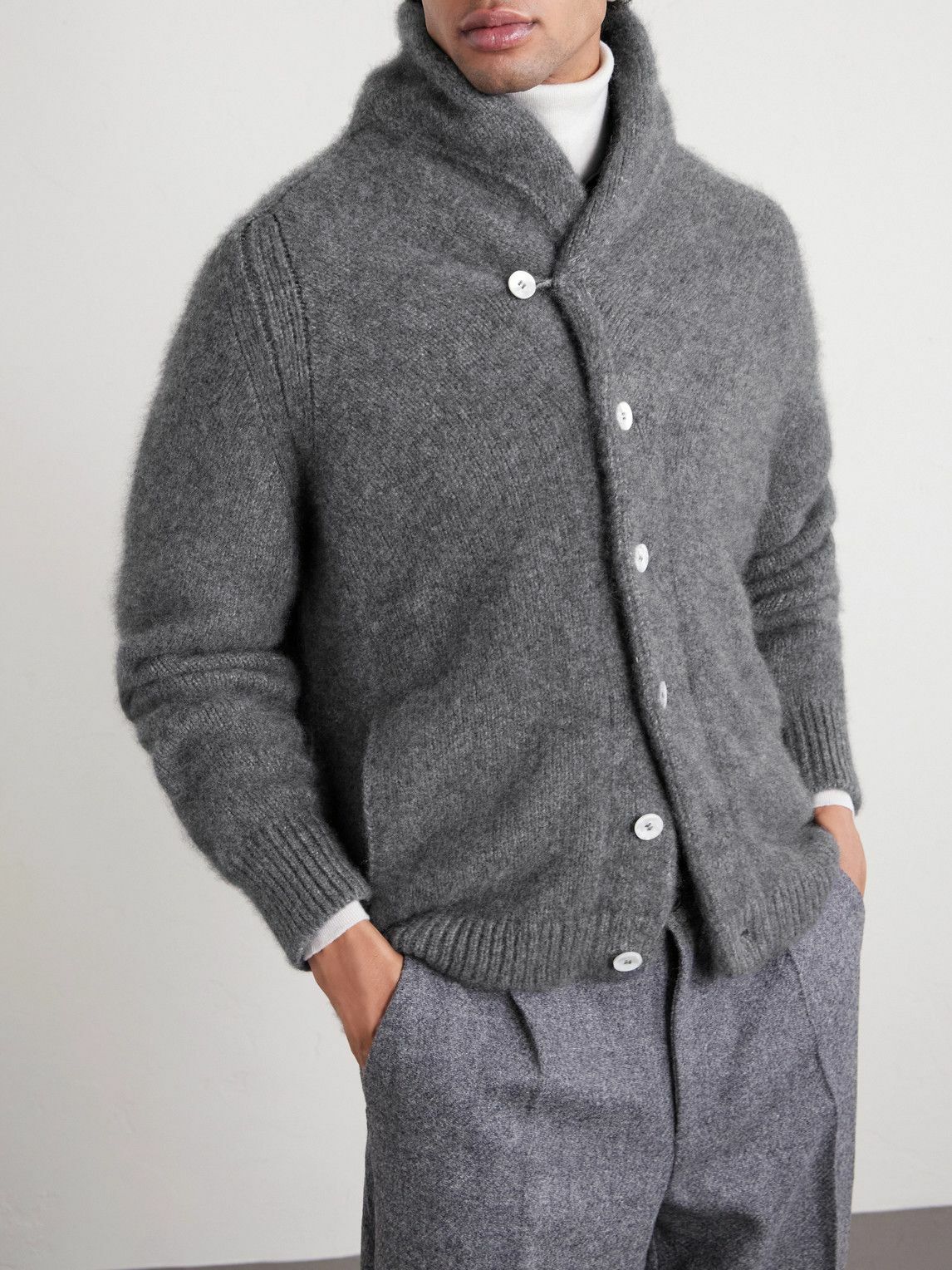 UMIT BENAN - Montana Cashmere and Silk-Blend Cardigan - Gray