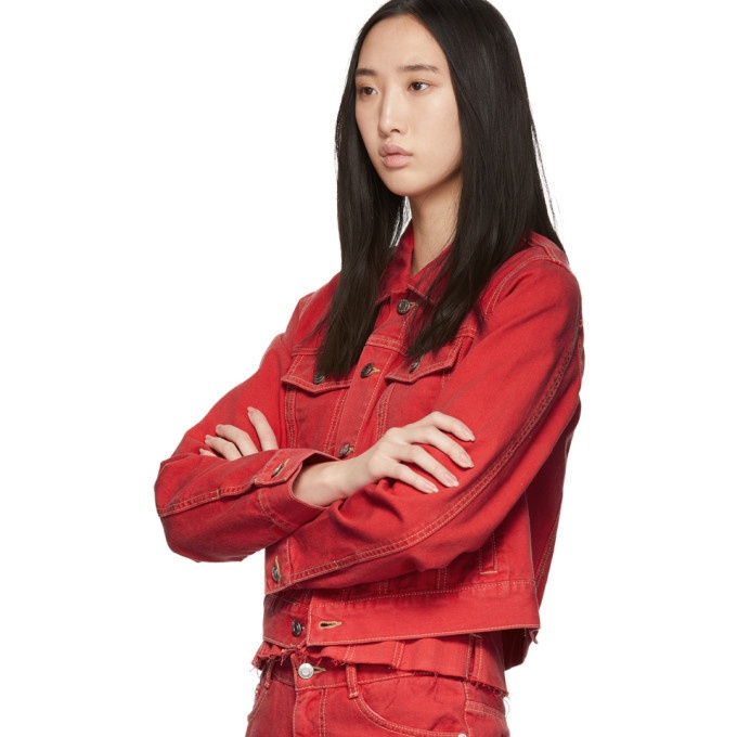 SJYP Red Denim Fitted Jacket SJYP