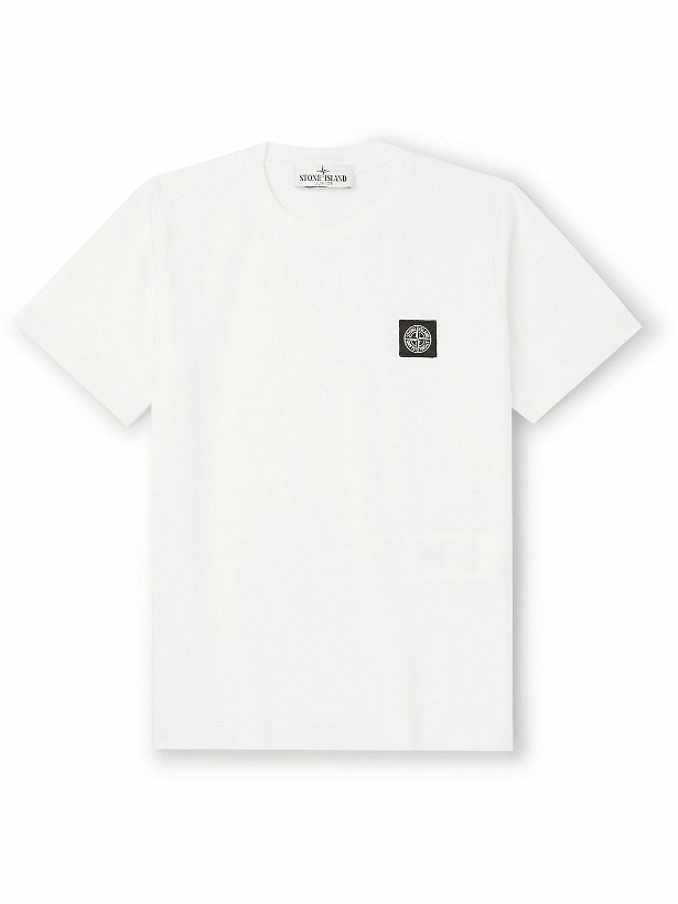 Photo: Stone Island Junior - Logo-Appliquéd Cotton-Jersey T-Shirt - White
