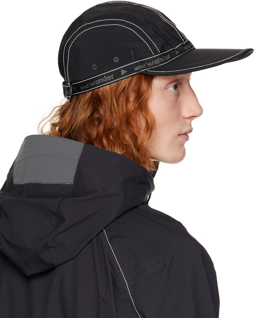 and wander アンドワンダー JQ tape hat 黒 BLACK and wander Black JQ Tape Hat and Wander
