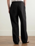 Amomento - Straight-Leg Belted Pleated Poplin Trousers - Black