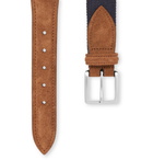 Anderson's - 3.5cm Suede-Trimmed Canvas Belt - Men - Navy