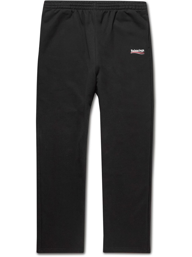 Photo: Balenciaga - Logo-Embroidered Cotton-Jersey Sweatpants - Black