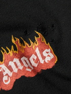 Palm Angels - Logo-Print Distressed Cotton-Jersey Sweatshirt - Black