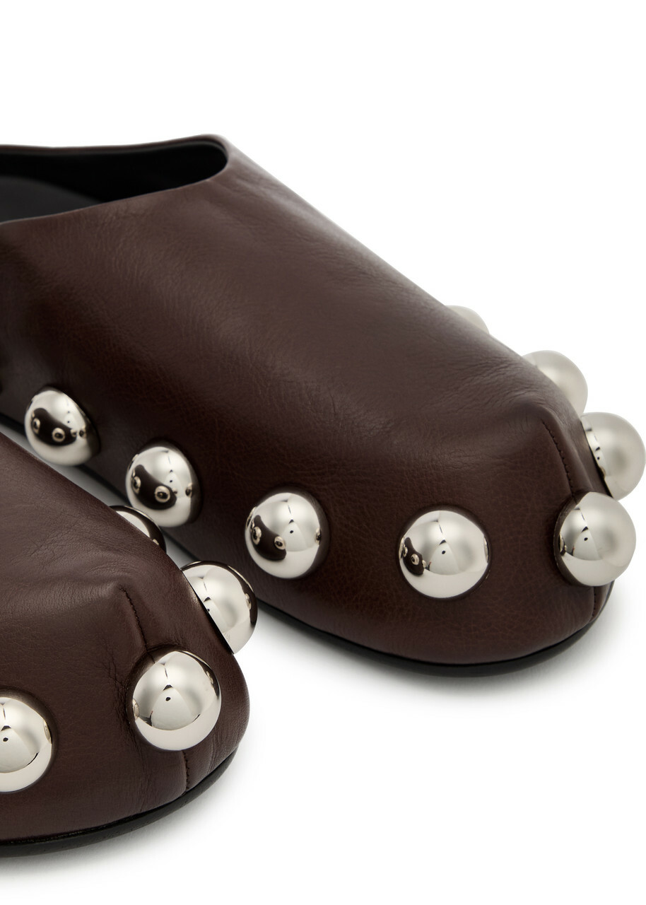A.W.A.K.E Mode Gabi Studded Leather Clogs Brown