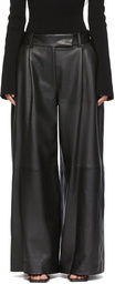 Khaite Black Leather 'The Maarte' Trousers