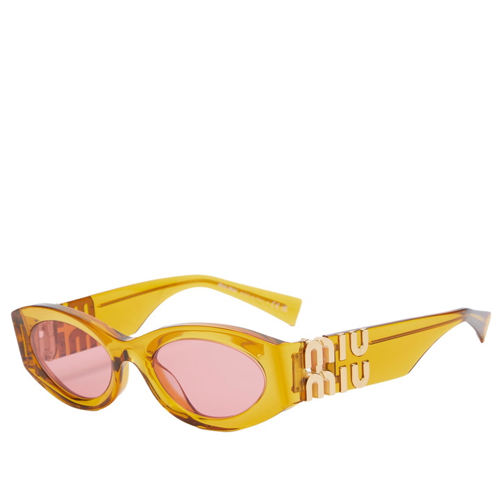 Photo: Miu Miu Eyewear Women's 11WS Sunglasses in Orange Transparent/Pink 