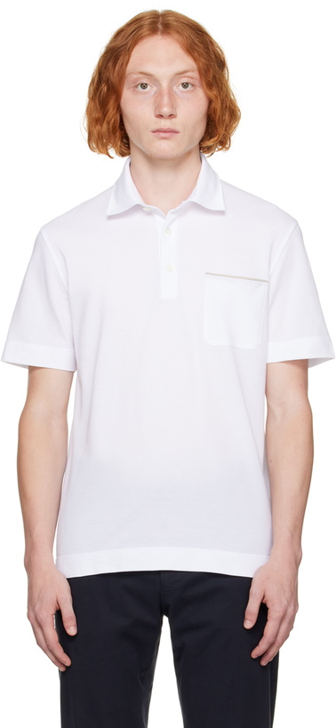 Photo: ZEGNA White Patch Pocket Polo