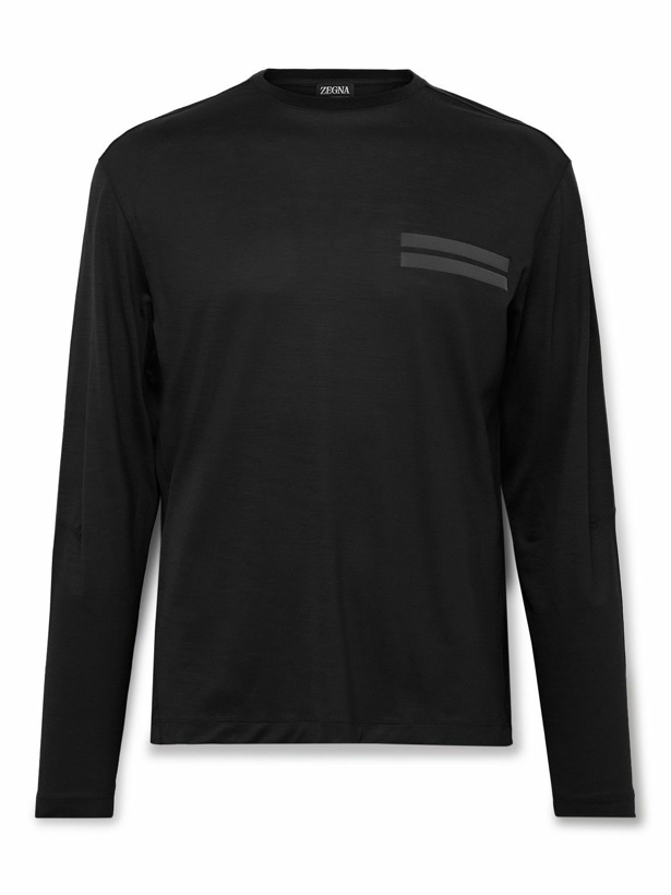 Photo: Zegna - High Performance™ Wool Half-Zip Base Layer - Black