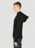 Ribbed Knit Hooded Sweater in Black