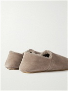 Mr P. - Babouche Shearling-Lined Suede Slippers - Neutrals