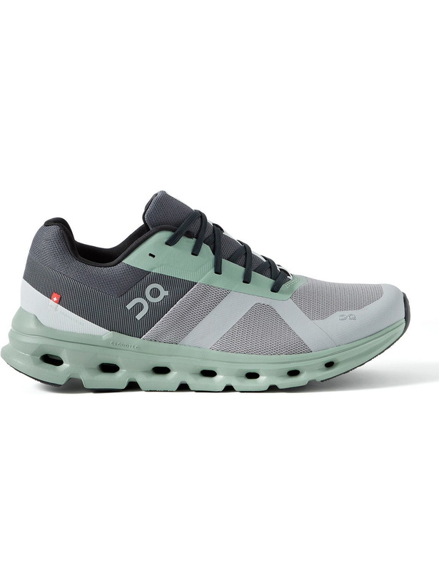 Photo: ON - Cloudrunner Rubber-Trimmed Mesh Running Sneakers - Gray