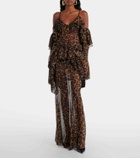 Blumarine Leopard-print silk crepon maxi skirt