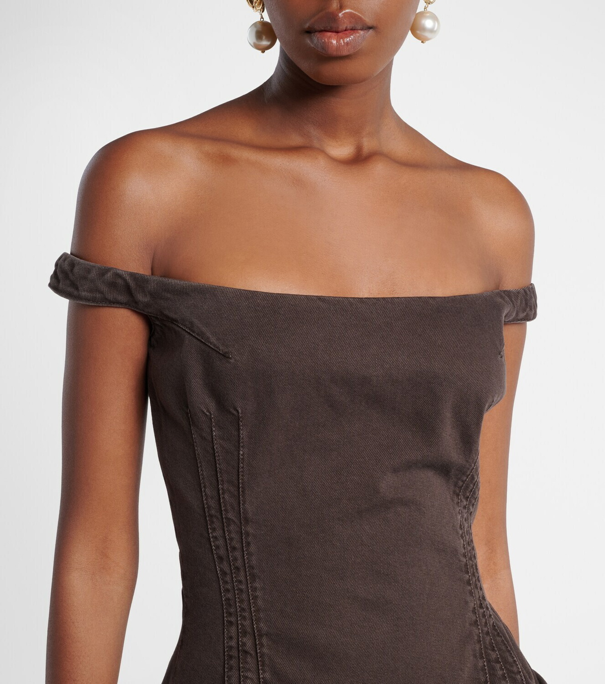 Magda Butrym Gathered off-shoulder denim minidress