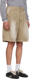 ERL Beige Pleated Chino Woven Denim Shorts
