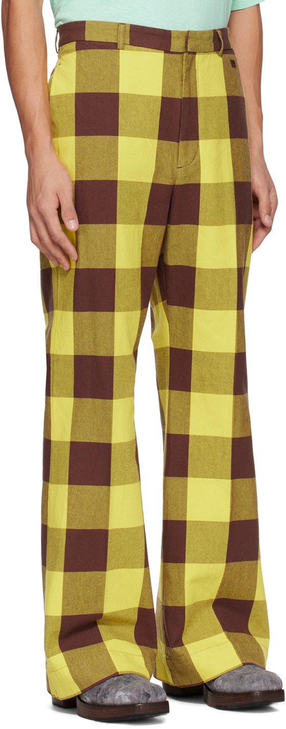 Acne Studios Yellow & Brown Check Trousers