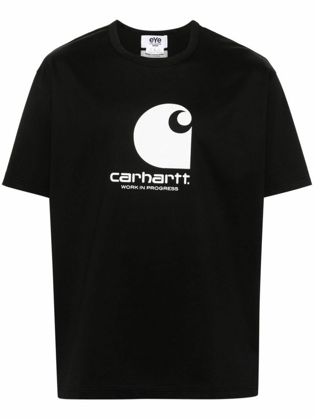 Photo: Junya Watanabe MAN X Carhartt Black Logo-Print Cotton T-Shirt